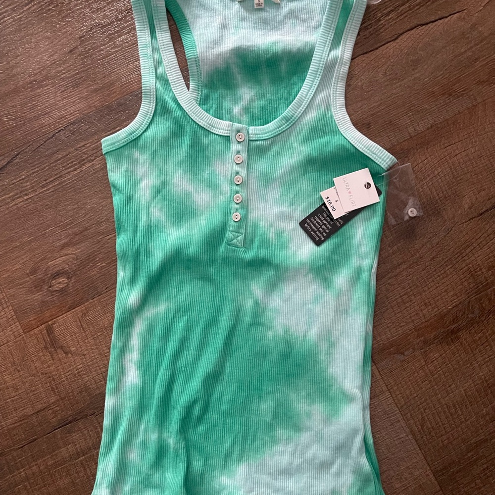 Ultra Flirt Green Tie-Dye Tank Top